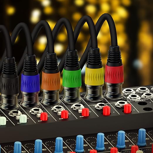 AuxLink XLR Cables, XLR Microphone Cable 10 ft 6 Pack, Gold-Plated 3-pin XLR Speaker Cable Male to Female Balanced Mic Cable