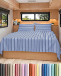 RV Short Queen Sheet Set 60 X 75 - 4 Piece RV Short Queen Bed Sheets - Soft, Breathable & Cooling - Designed for Bunks, Trailers & Campers - Fits 8” to 12" Mattress - Luxury Bedding - Blue Stripes 3