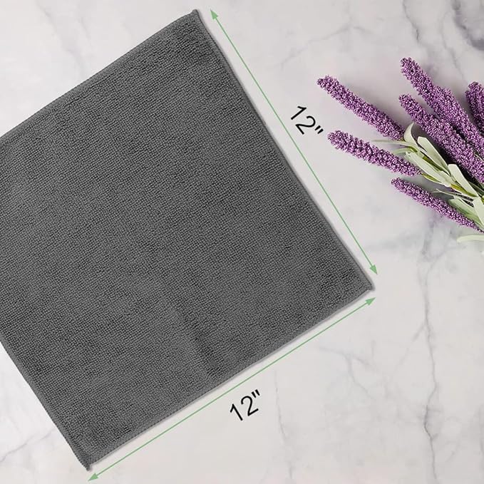 UNIMADE Washcloths Bulk - 100 Pack - Face Towels (12" x 12"), Highly Soft Wash Cloths and Hand Towels, Fast Drying Multi-Purpose Microfiber Cleansing Cloths for Bathroom, Hotel, Spa, and Salon - Grey
