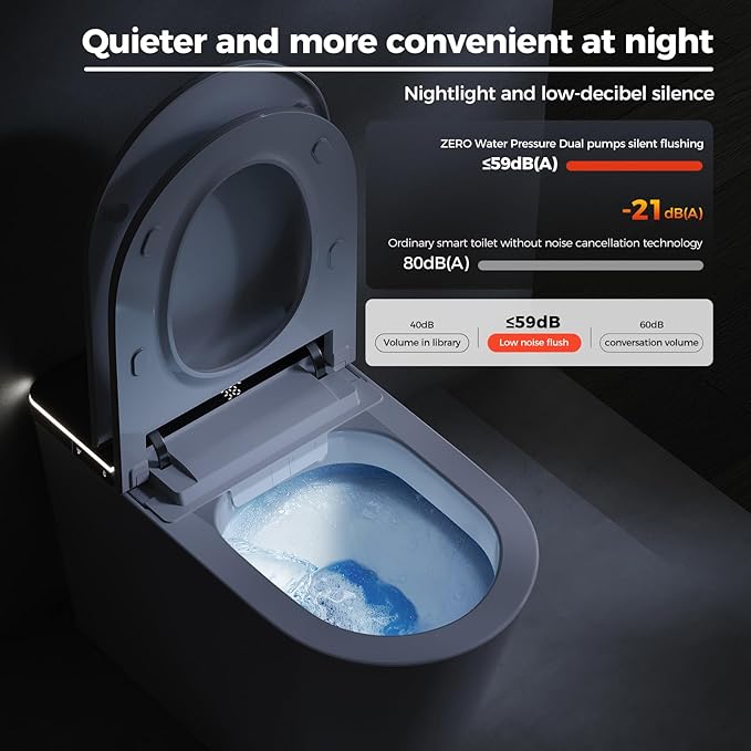 BAYTINA Smart Toilet, One Piece Toilet with Bidet Built in, Modern Tankless Toilet with Heated Toilet Seat, Bidet Warm Water, Dryer, Auto Toilet Flushing, Foot Sensor Operation