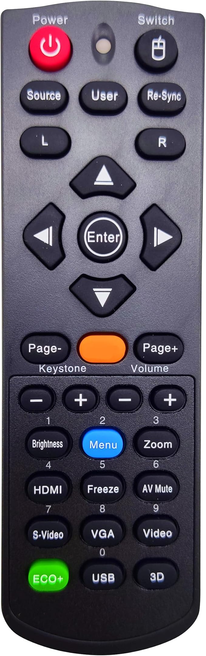 INTECHING Projector Remote Control for Optoma EW556, EX555, EX556, TW556-3D, TW635-3D, TX635-3D, W304M, W306ST, W401, W501, X304M, X306ST, X401, X501, ZW210ST, ZW212ST, ZX210ST, ZX212ST