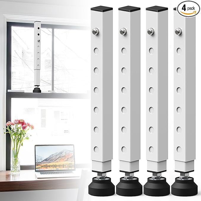 Gadgetzan 4 Pack Window Security Bars Adjustable 11"-18",Portable Short Sliding Window Lock Bar for Child Safety/Anti-Theft,Window safety lock with Rubber Base for Vertical and Horizontal Window-White