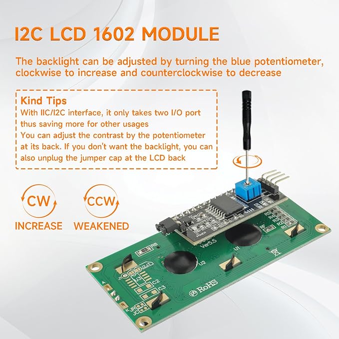 HUAREW 4pcs I2C IIC TWI 1602 Serial LCD Display Module 16x2 Compatible with Arduino Raspberry Pi