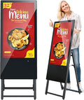 QIXZOCV MWE 32 Inch Digital Signage Display, Portable LCD Digital Kiosk, Advertising Display Poster, Android Kiosk with Auto Media Player, HDMI/USB