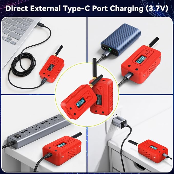 Meshnology 1 Set ESP32 Lo Ra V3 Module Board with 915 MHz Antenna + 3000mAh Battery + Case - with WiFi Blue Tooth SX1262 CP2102 0.96” OLED Display Type C for Ar duino Mesh Tastic IOT (N35, Red)