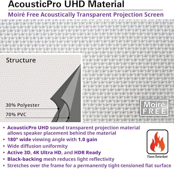 Saker Tab-Tension AcousticProUHD, Acoustically Sound Transparent Motorized Projector Screen Movie Cinema Gaming, SKT135UH2-E12-AUHD