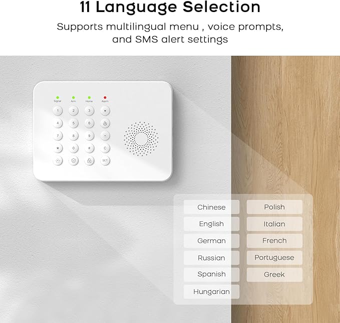 LWOHSI Home Security Systems,Wireless DIY Burglar Alarm Kits,Smart Home Alarm System with Window/Door Sensor,PIR Motion Detector,Voice Control with Alexa and Google,4G SMS/Tuya App Alerts