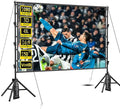 VntB Outdoor Projector Screen with Stand, 150 inch Portable Projection Screen Wrinkle-Free 16:9 4K HD Rear Front Movie Screen with Carry Bag for Indoor Home Theater, Camping and Backyard Entertainment