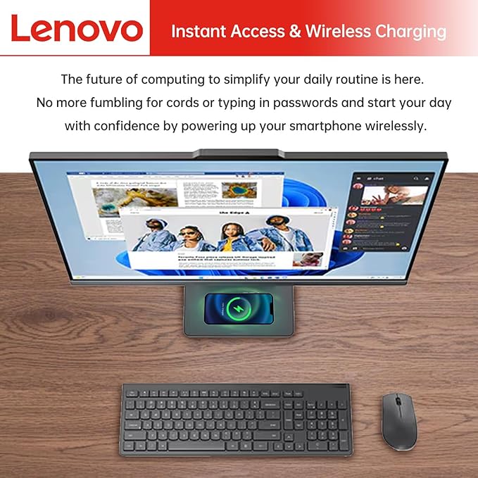 Lenovo IdeaCentre Business All-in-One, 27" FHD Touchscreen 100Hz, AMD Ryzen 5 7535HS, 16GB DDR5 RAM, 1TB SSD, Webcam, Wireless KB & Mouse, Windows 11 Home, Bundle with Adata 64GB USB Flash Drive