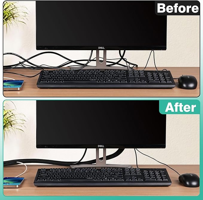 UOMTFAI Dog and Cat Cord Protector 10ft - 1inch, Flexible Cable Sleeve for Easy Cord Management, Protects Cables from Pets Chewing, Ideal for USB, Power, Audio and Video Cords - Black