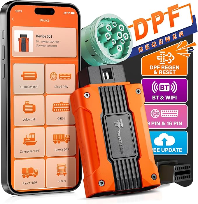 TopTekk Heavy Duty Truck Essentials for DPF Regeneration and Condition Reset Tool, Compatible with International/Maxxforce Engines, One-Click Regen