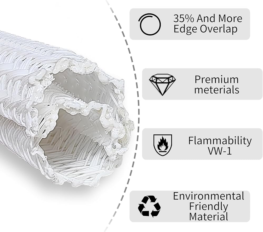Cable Management Split Wire Loom Sleeve - Cord Hider & Protector for Desk, Pet Chew Proof, Wire Cover Organizer, Flexible Tube for Wires and Cables (3/16 Inch 12FT, White)