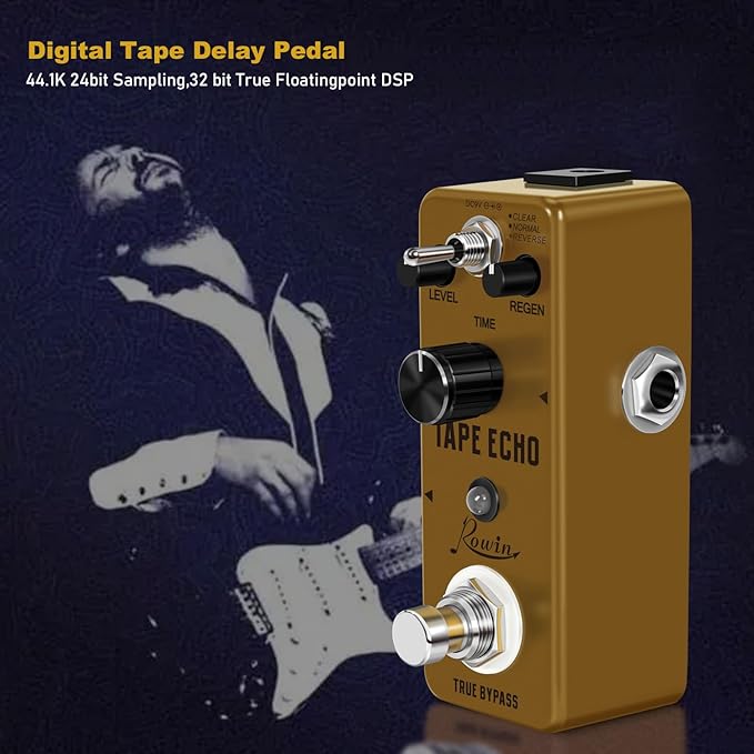 Rowin Tape Echo Delay Digital Guitar Effect Pedal with Storage Function for Timbre and Sound.