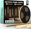 GZBtech Flexible LED Recessed Strip Light for Wood Slat Wall Panels 16.4FT, 3000K Warm White Cuttable Neon Rope Lighting with Remote Control, Dimmable IP67 Waterproof Black Strip Lights, ETL Listed
