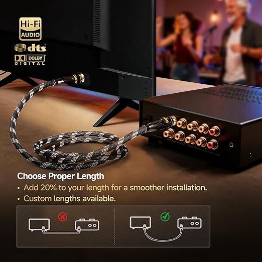 TODN Audiophile Digital Coaxial Cable HiFi SPDIF Coax Audio Cable 75-Ohm RCA Male to Male for Subwoofer, TV, Apm (4.9ft /1.5m)