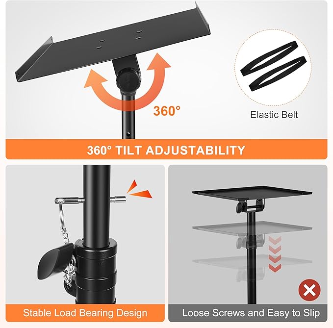 GrowDaily Projector Stand,Projector Laptop Stand Tripod Laptop Tripod Stand Height 24.4" To 46" Laptop Floor Stand For Dj Equipment, Outdoor Movies, Office, Home, Stage Or Studio (Black)