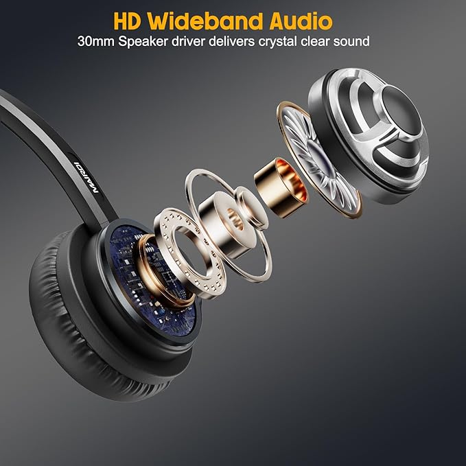MAIRDI USB Headset with Microphone for PC, Computer Headset with Mic Noise Canceling for Laptop Teams Zoom Office Call Center Voip Telephone Calls, Dictation Headset for Dragon Naturelly Speaking