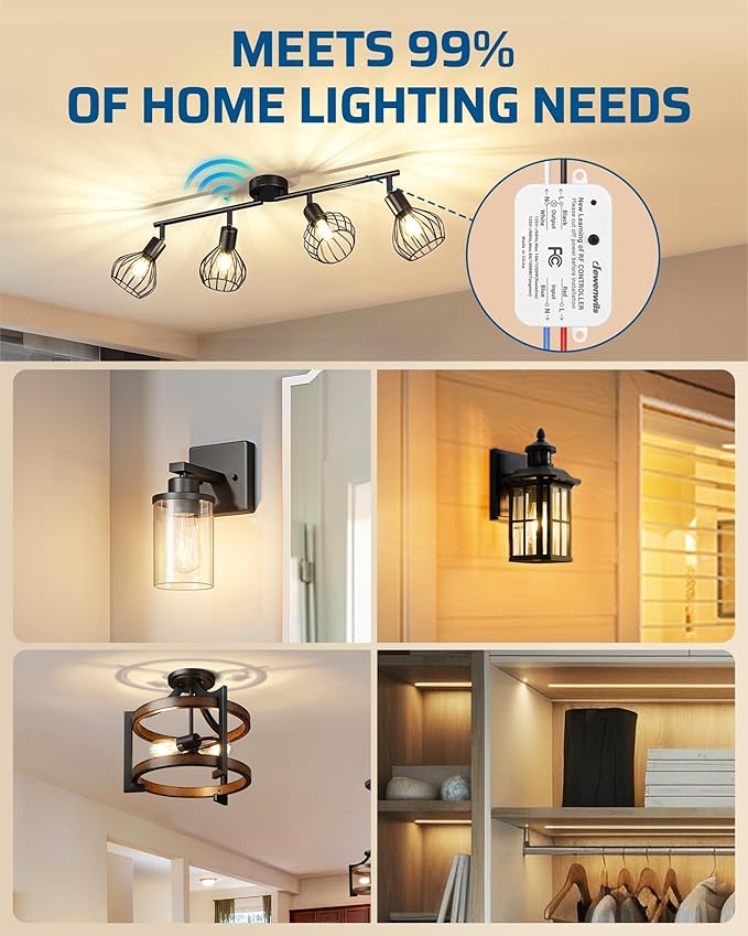DEWENWILS Wireless Wall Light Switch Kit, No WiFi Needed Remote Control Switch for Small Appliance, Lamps, Lighting Fixture, No in-Wall Wiring, Long RF Range, 3 Pack Switches+1 Receiver
