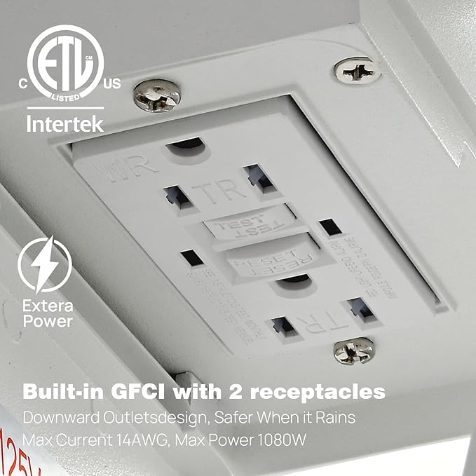 JOKAONOTL Dusk to Dawn Porch Lights with GFCI Outlets Waterproof Outdoor Wall Lights Exterior Lighting Fixtures Modern Outside Lights Wall Mount for House Patio Garage,White,11.8''H, 2 PC