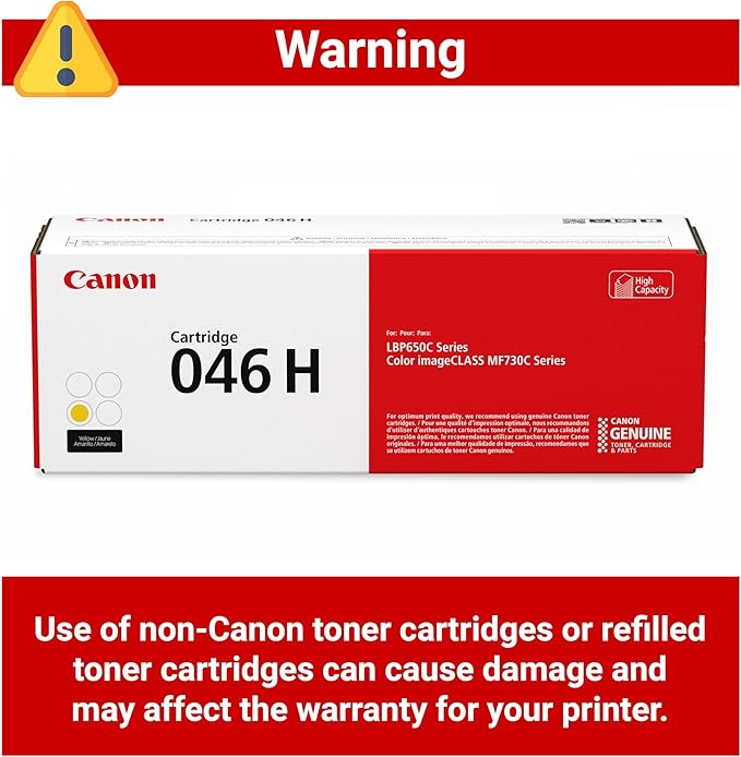 Canon Genuine 046 Yellow Toner Cartridge High Capacity Compatible with LBP654Cdw, MF731Cdw, MF733Cdw, MF735Cdw