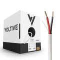 Voltive 14/2 Speaker Wire, Riser CL3R, White, 500ft - 14AWG, 2 Conductors, Stranded Oxygen-Free Copper, UL Listed - V-1268-2