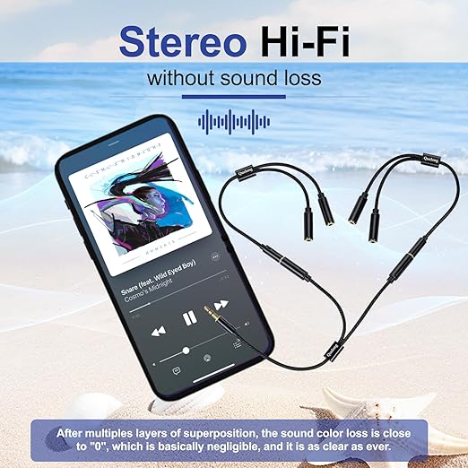 Quelong 3Pcs Headphone Splitter, Dual Headphone Nylon Braided Extension Cable, Hi-Fi Audios Stereo Y Splitter 3.5mm 2 Female 1 Male, Suitable for Phones, PS4, Amplifiers, Smartphones, Tablets,etc.