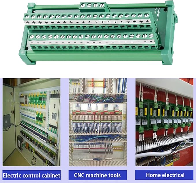 ANMBEST 2 in 20 Out Terminal Blocks Module, 25A DIN Rail and Panel Mounting Power Distribution Breakout Board for PLC Servo Power Amplifier