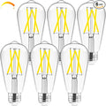 Hizashi E26 LED Bulb 60 Watt Dimmable, 4000K LED Edison Bulbs, ST19 Vintage Light Bulbs Cool White, 95+CRI, UL Listed,700 Lumens 6W E26 Medium Base, Clear Glass, Pack of 6