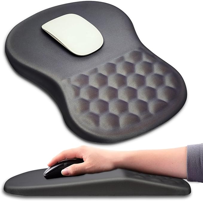 KUOSGM Mouse Pad Wrist Support, Ergonomic Mouse Pad with Massage Dot, Comfortable Computer Mouse Pad for Laptop, Wrist Rest Pain Relief Mousepad with Non-Slip PU Base for Office & Home, 12 x 8 in