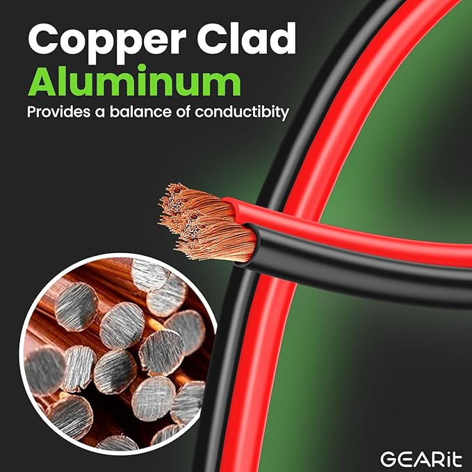 GEARit 20 Gauge Wire (500ft - Black/Red) GPT Automotive Primary Bonded Wire - Copper 2 Conductor CCA - for Car Audio, Speaker, Trailer Harness, Electrical - 500 Feet Total 20ga awg