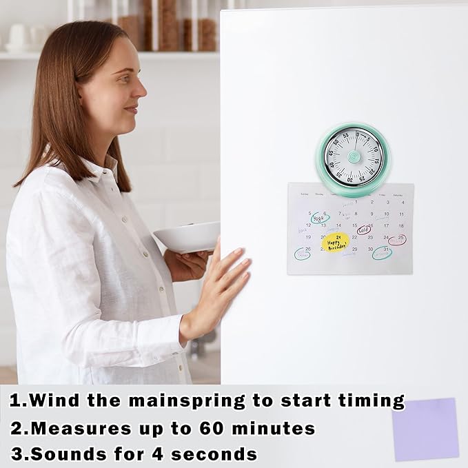 KwonfaiDelil 60-Minute Magnetic Visual Timer, Silent Operation and No Battery Needed, Time Management Tools for Kitchen, Homeschool Desk, Office Meetings & Home Learning Timer (Green)