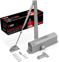 PrimeWare DC-600 Automatic Adjustable Door Closers for Home | Soft Close, No Slam | Residential and Commercial Door Closer | Level 1-6 | for Doors Weighing 30-300 lbs | Hydraulic Door Spring - Nickel