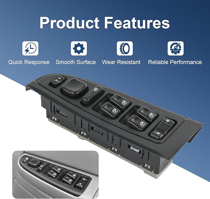 DICMIC Front Driver Side Master Power Window Switch and Door Lock & Black Bezel Assembly Compatible with 2003-2007 Chevrolet, GMC, Cadillac Select Model Replace# 15883323, 901-075, DWS-220