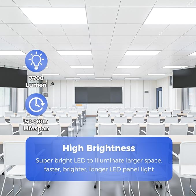 AIKVSXER 6 Pack 2x4 LED Flat Panel Light - Selectable 5 CCT 3000K-6500K & 5 Wattage 30-70W 7700Lm 0-10V Dimmable 2 x 4 led Drop Ceiling Light Fixture 120-277V for Commercial and Home