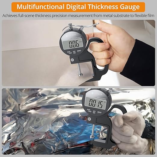 Neoteck Digital Thickness Gauge (Silver-Black, 0-1"/0.0005")