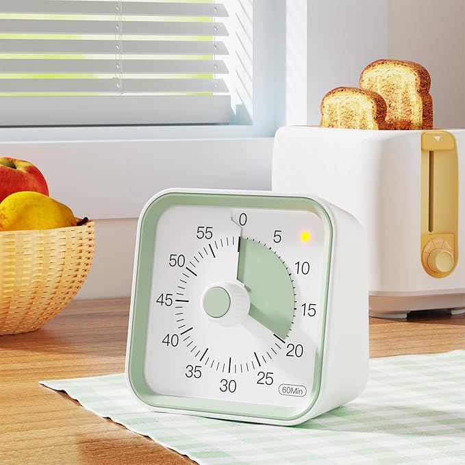 InfPokid Visual Timer for Kids with Pause Function, 60 Minute Countdown Timer for Kids Desk Study, Teaching, Kitchen Cooking, Office Meetings, Time Management for ADHD (White)