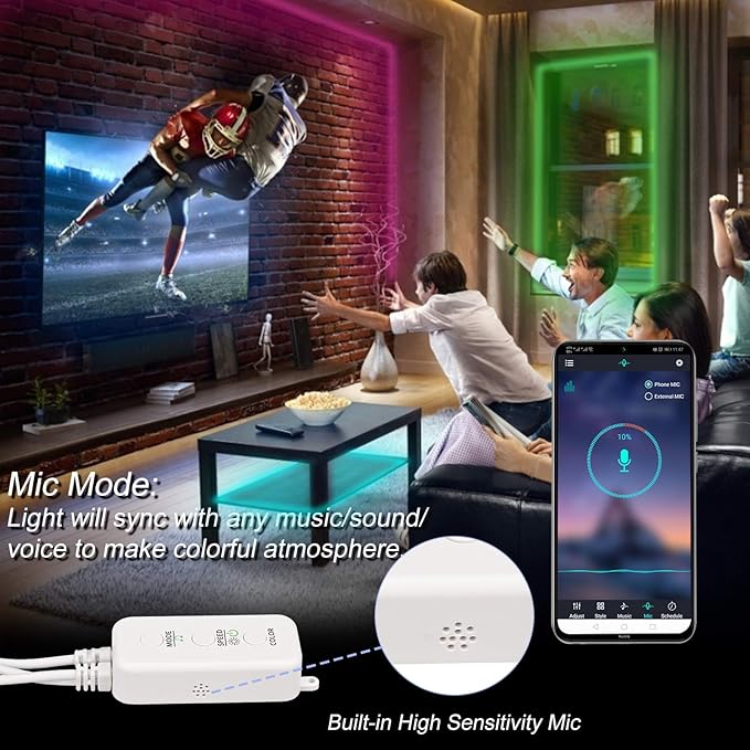 Sunity LED Strip Light Controller with APP, Music Sync and IR Remote for Upgrading 4-pin 10mm Led Lights Strip to Bluetooth Connection
