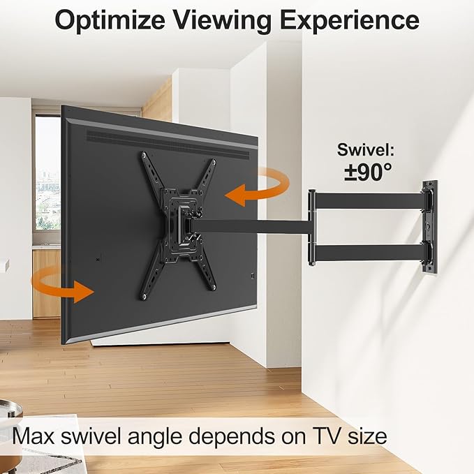 ELIVED 31.3 Inch Long Arm TV Mount for Most 32-65 Inch TVs, Swivel and Tilt Long Extension TV Wall Mount, Full Motion Wall Mount Bracket Max VESA 400x400mm, Holds up to 99 lbs.