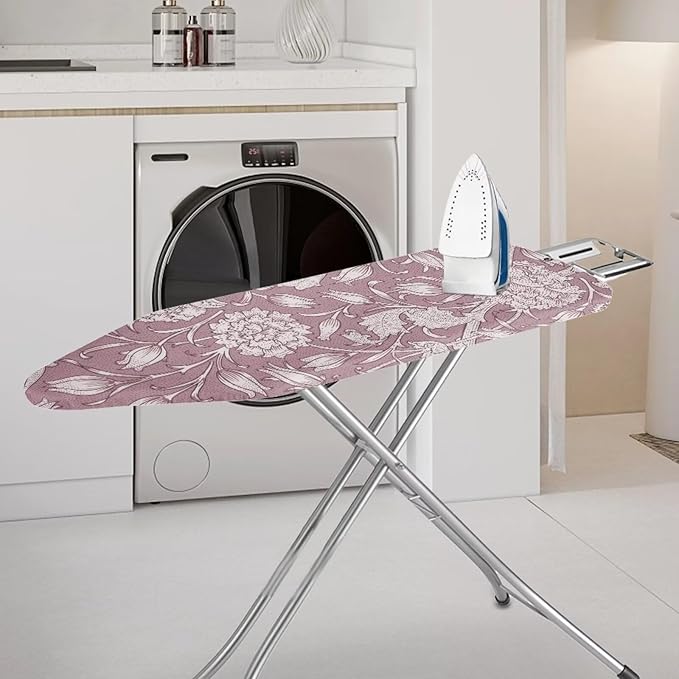 ZCFYGDX Ironing Board Cover,Scorch-Resistant Standard Nose Pocket, Elastic Edges,Iron Decor Covers St&ard Size-S,Nylon Buckle Straps Hook & Loop Fastener Strap,Home Decor Pink Floral Print