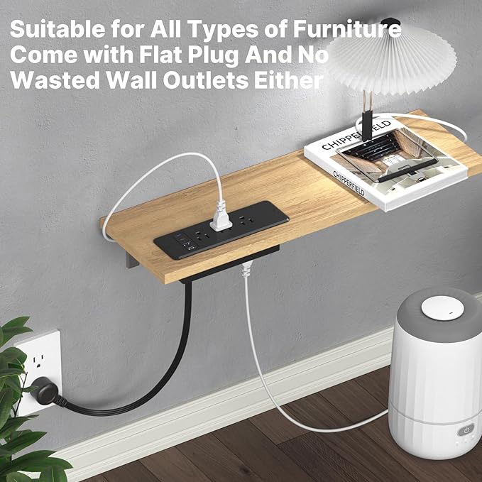 CCCEI 6 Outlets Dual Side Recessed Power Strip with USB C Ports, Furniture Flush Mount, Under Desk, Desk Top Multiple Outlets, Hidden Charging Station for Conference Table, Nightstand, Black. 6FT.
