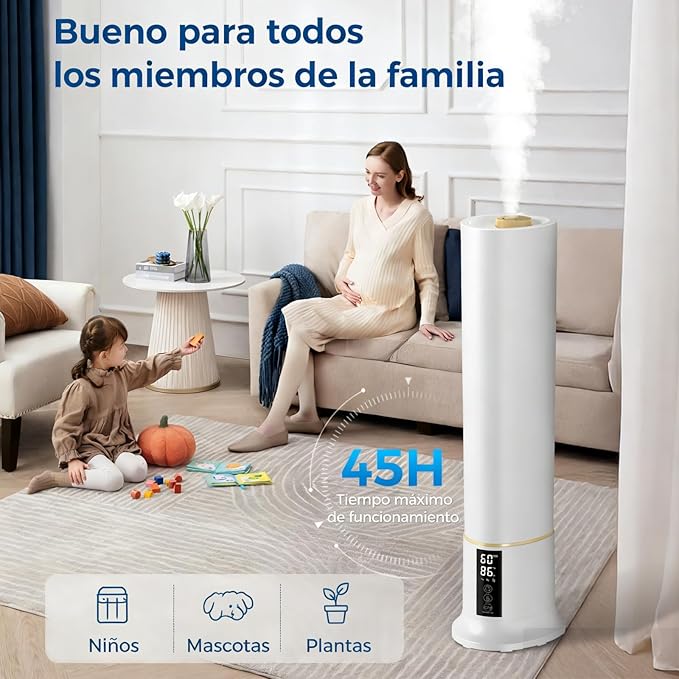 Humidifier Large Room,2.4Gal Cool Mist Humidifiers for Bedroom 9L High Capacity 24dB Quiet Air Humificador fit Removable Water Tank 360° Adjustable, Top Fill & Easy Clean with Remote Control