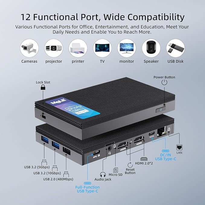 MeLE Mini PC Quieter 4C N100 NO OS Fanless Mini Computers, 16GB RAM, 512GB Storage, 2.4/5G Wi-Fi, Full-Functional USB-C, 4K Triple Display Desktop on Home, Office, Education, Astrophotography