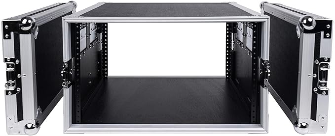 Sound Town 6U PA/DJ Rack/Road Case, 6-Space, with 21” Depth, Plywood, Metal Ball Corners - Pro Tour Grade (STRC-6U)