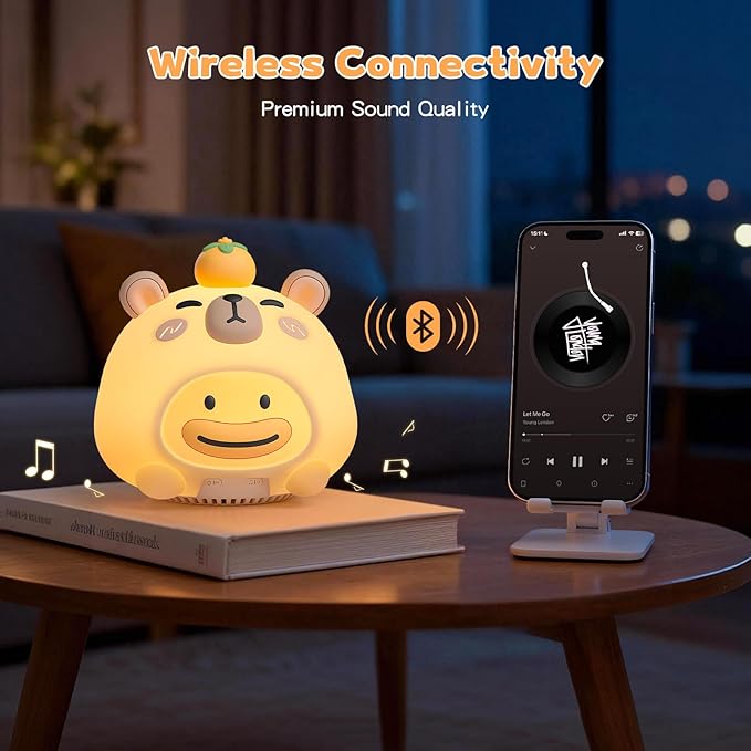 Baby Sound Machine, 20 Soothing Sounds White Nosie for Sleeping, Rechargeable Night Light with Speaker, 3 Brightness Levels Remote and Tap Control, Nursey Lamp for Baby, Kids Bed Room (Capybala)