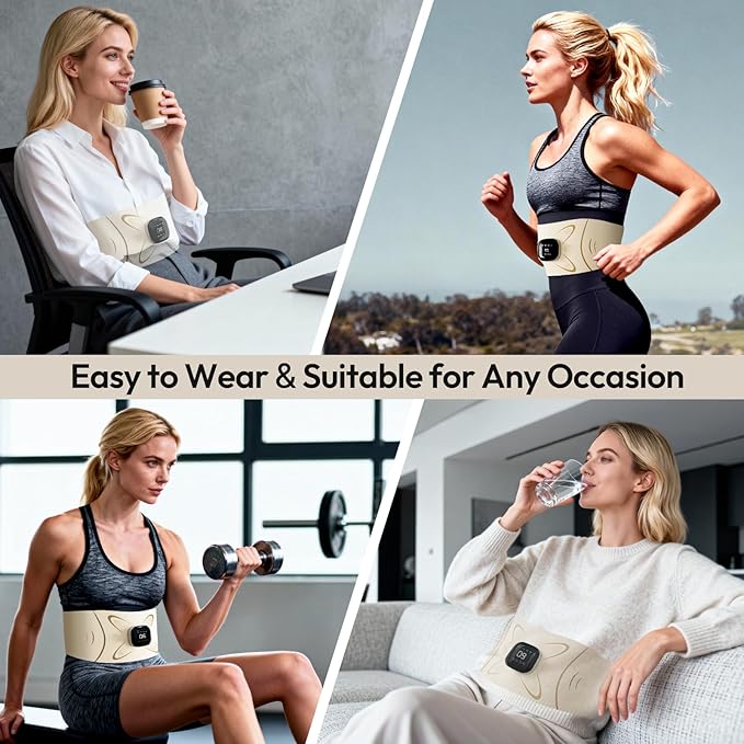 RoundT2 Ab Stimulator Muscle Toner - Heating & Massage Functions, Fat Burning & Abdominal Toning Device, Unisex Portable Home Fitness Equipment