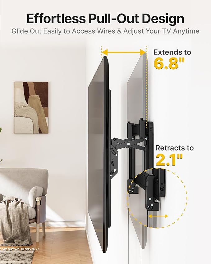 monTEK Heavy Duty Tilting TV Wall Mount for 55–105" Large TVs up to 200 lbs – Low Profile, Universal Fit, Tilt & Swivel Adjustment, 6.8" Extension, Max VESA 1000x600mm, Fits 16"/18"/24"/32" Studs