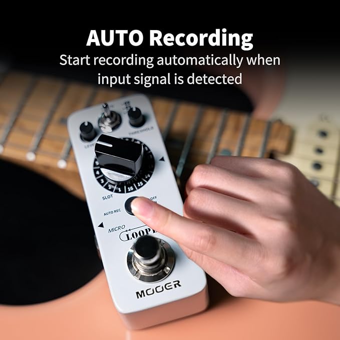 MOOER Micro Looper II Guitar Loop Pedal With 480 Minutes Recording, AUTO REC Function, 3 Saving Banks and 16 Slots Per Bank