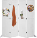 Bonnlo 4 Panel Pegboard Freestanding, 5 FT Portable Display Board Organizer for Craft Show Jewelry, Wooden Folding Privacy Screen Room Divider (with Base, White)