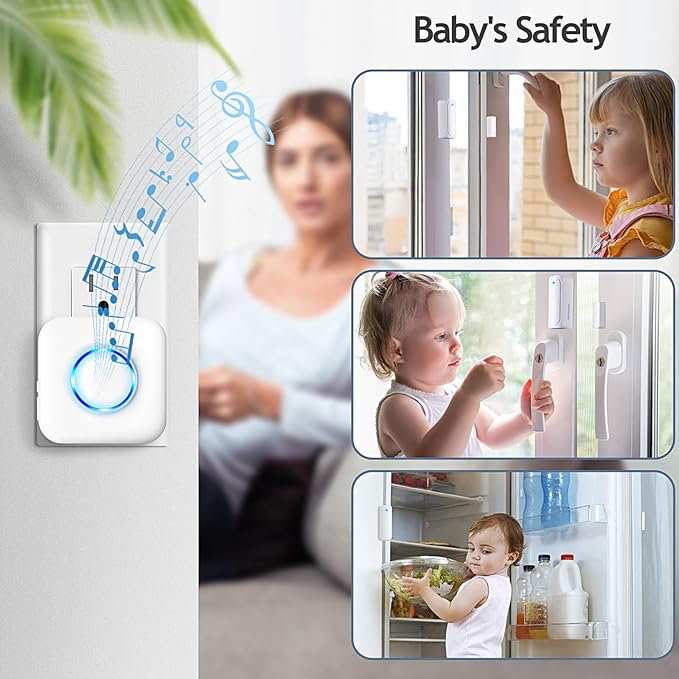 Door Chime, Satisure Door Sensor Chime When Door Opens, Door Entry Alarm for Business/Home/Office/Store with 600 FT Range 58 Chimes 5 Volume Levels LED Indicator (2 Receivers & 3 Sensors)
