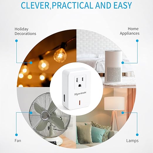 Syantek Remote Control Outlet Wireless Light Switch for Household Appliances, Expandable Remote Light Switch Kit, Up to 100 ft Range, FCC Certified, ETL Listed, White (3-1)